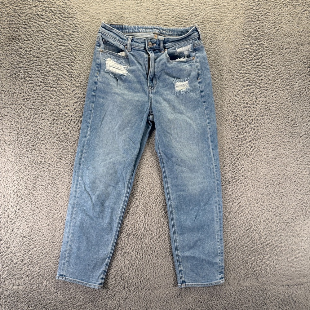 American Eagle Outfitters Jeans Womens 6 Blue Cotton Denim Mom Straight Stretch